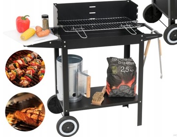 Grill węglowy Lund 48 x 26,5 cm Wolnostojący, Na kółkach, Z podstawą,