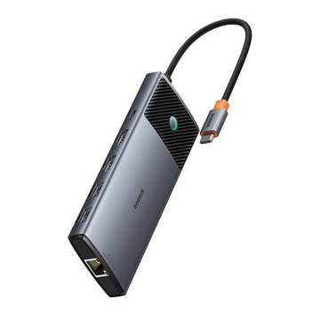 Концентратор-адаптер 10-в-1 Baseus 2x HDMI, USB-C, 3xUSB-A+RJ45+SD/TF, PD (серый)