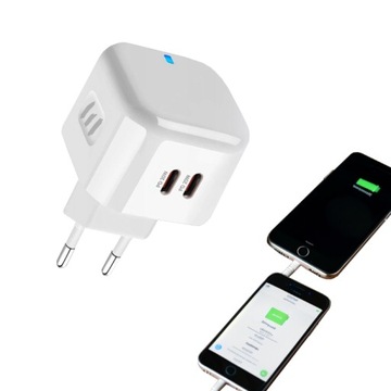 KOSTKA USB C do ŁADOWANIA TELEFONÓW KOMÓRKOWYCH I TABLETÓW Podwójna QC PD