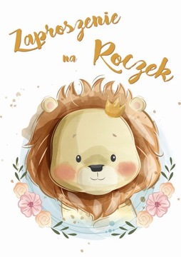 ZAPROSZENIE NA ROCZEK 1 Urodziny Małe Lwiątko