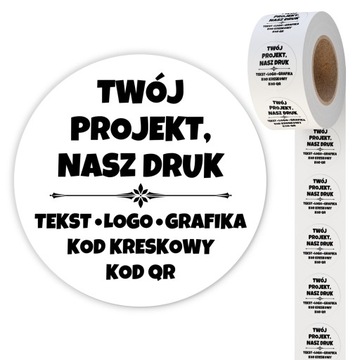 Personalizowane Naklejki z Logo - 200 sztuk - Fi50 - 5 cm - druk czarny