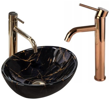Умывальник Sofia Mini Marble Black + смеситель Lungo