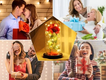 ВЕЧНАЯ РОЗА В СТЕКЛЕ Ночник Искусственные цветы ПОДАРОК ​​ЖЕНЩИНЕ МАМЕ