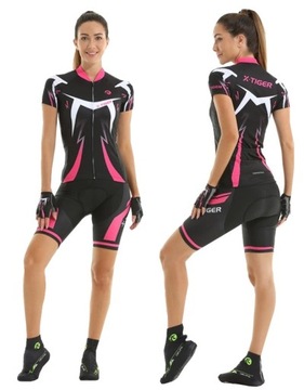 STRÓJ ROWEROWY KOMPLET KOLARSKI DAMSKI ELASTYCZNY ŻEL MTB X-TIGER PRO S