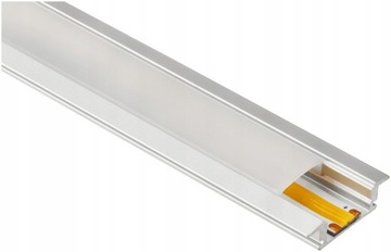 PROFIL ALUMINIOWY srebrny wpuszczany slim eko do taśm LED 1m KLOSZ mleczny