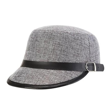 Fashion Summer Breathable Flax Linen Mens Hat Gray