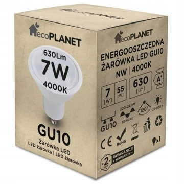 Żarówka LED GU10 7W SMD 2835 Energooszczędna Barwa Ciepła/Zimna