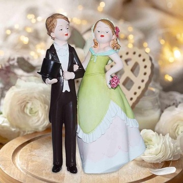 Topper na tort weselny Ciasto Top Decor Miniaturowy model Tort weselny Zielona sukienka