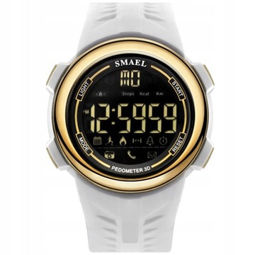 Zegarek męski SMAEL elektroniczny kcal krokomierz biały
