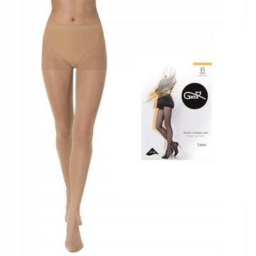 Rajstopy Gatta LAURA r. 5-XL 15 DEN VISONE Beżowe Lycra Eleganckie Gładkie