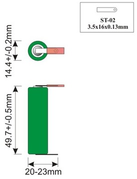 БАТАРЕЯ R6 AA 1,2 В 1800 мАч NiMh ДЛЯ ПАЙКИ KI