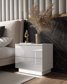 Прикроватная тумбочка ROPE, шкаф нажимной GLOSS + LED