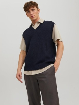 JACK&JONES GRANATOWA KAMIZELKA SWETERKOWA (L)