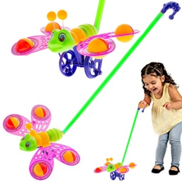 PCHACZ NA KIJU PCHANKA DLA DZIECI ZABAWKA MOTYLEK RUSZAJĄCY SKRZYDŁAMI