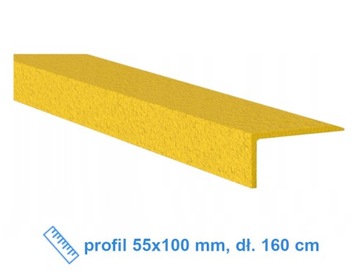Zabezpieczenie antypoślizgowe na schody (55x100 mm, żółta, dł. 160 cm)