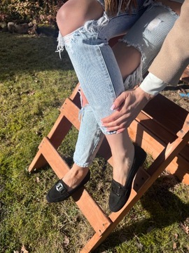 ЛОФЕРЫ ЖЕНСКИЕ ЧЕРНЫЕ НА ЦЕПИ, ЗАМШЯ 37