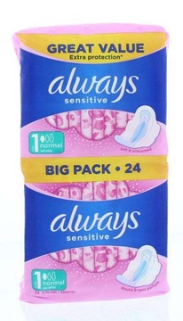 Always Sensitive Normal Podpaski skrzydełka 24szt.