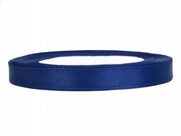 Wstążka taśma satynowa granatowa wąska DIY 6mm