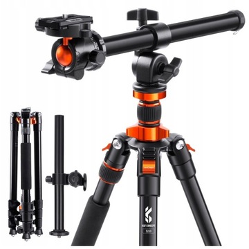 Statyw, tripod K&F Concept wysoki - 231cm, pozioma kolumna, głowica kulowa