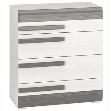 Komoda szafka pojemna z szufladami sosna śnieżna MDF szary 86 cm VERSO