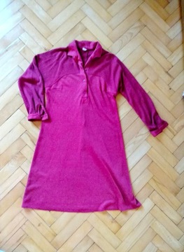 KORALOWA czerwona SUKIENKA prosta jersey S/M