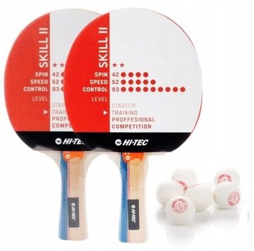 ZESTAW PING PONG 2x PALETKI HI-TEC SKILL II + 6x PIŁECZKI 3w1