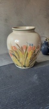 Porcelanowy fajansowy wazon stary ręcznie wykonany