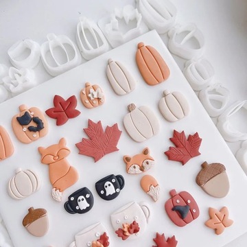 Осенний набор заклепок, резцы для полимерной глины, листья, белка, тыква, орехи, осенняя колонка