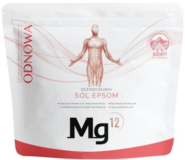 Mg12 Oczyszczająca sól do kąpieli EPSOM 100 % Kizeryt siarczan magnezu 4 kg