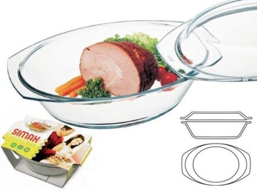 SIMAX NACZYNIE ŻAROODPORNE OWALNE Z POKRYWĄ 3,6 L (2,4+1,2L)