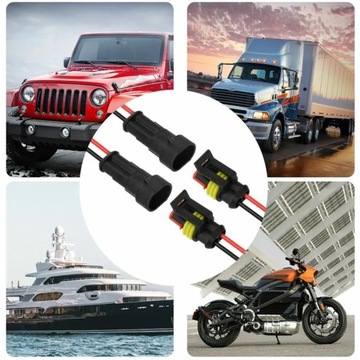 ZŁĄCZE HERMETYCZNE WTYK KOSTKA 2 PIN SUPERSEAL Z KABELKIEM ZESTAW 5 SZTUK