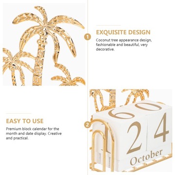 Calendar Decoration Square Desktop Perpetual Home for Digital Wrought Iron