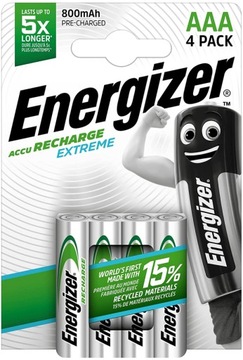 4x AKUMULATORKI ENERGIZER EXTREME AAA R03 800mAh