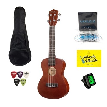 Ukulele Harley Benton Brown + zestaw akcesoriów