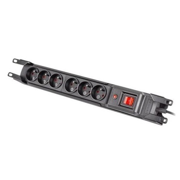 ARMAC MULTI M6 СТОЙКА 19 ДЮЙМОВ, ЗАЩИТНАЯ ПИТАНИЕ, 6 РОЗЕТОК, КАБЕЛЬ 1,5 М, ЧЕРНЫЙ