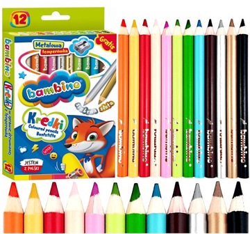 KREDKI BAMBINO W OPRAWIE DREWNIANEJ 12 KOLORÓW-249