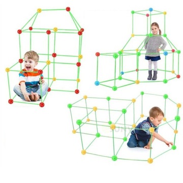 Детский комплект для строительства форта, 175 шт., 3D-замки, игровой домик, палатка
