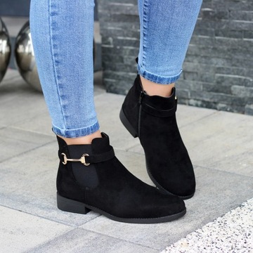 ЧЕРНЫЕ ЭЛЕГАНТНЫЕ ЗАМШЕВЫЕ БОТИНКИ С РЕЗИНОЙ