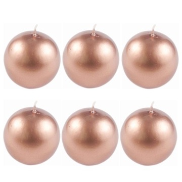ŚWIECE dekoracyjne 6szt KULA ROSE GOLD ślub Ø 8cm
