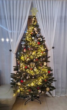 Искусственная рождественская елка, как живая ель премиум -кавказского 220 см Плотная + Стенд