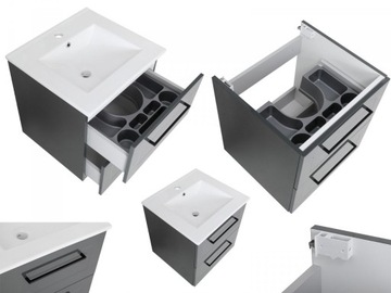 Комплект мебели для ванной комнаты STELLA ANTRACYT 50 шкаф, умывальник, стойка, зеркало