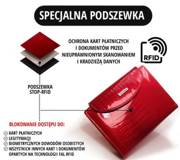 PETERSON mały portfel skórzany damski portmonetka RFID STOP + pudełko