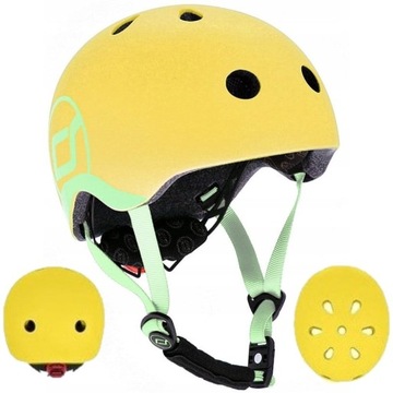 SCOOTANDRIDE KASK Dla Dzieci Regulowany Lampka LED XXS-S Lemon 1-5 lat