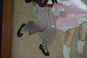 Старая картина, вышитая, расписанная, арт-деко, 1930-е годы.