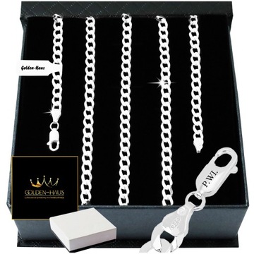 SREBRNY ŁAŃCUSZEK MĘSKI SPLOT PANCERKA 65cm/4,5mm 925 PREZENT GRAWER GRATIS