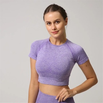 Women Seamless Yoga T-Shirt Female Fitness Crop To