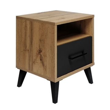 HIT Прикроватная тумбочка Прикроватная тумба Ящик с подсветкой Светодиодная лампа ДУБ ARTISAN