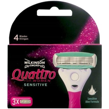 3x Wkłady Nożyki WILKINSON Quattro for WOMEN Sensitive