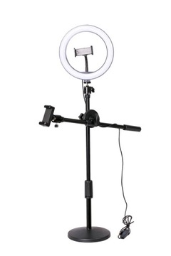 Lampa RING LED 26cm USB STATYW BOOM do telefonu