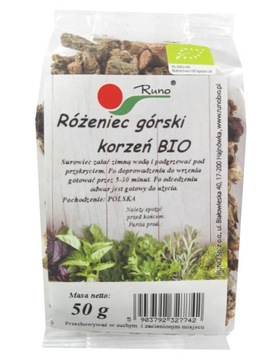 Różeniec górski korzeń BIO Certyfikat STRES SERCE